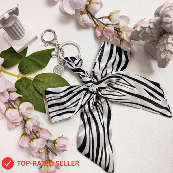 Leopard Print Bow Bag Charm Detachable Keychain Elegant Purse Accessory - Picture 4 of 7